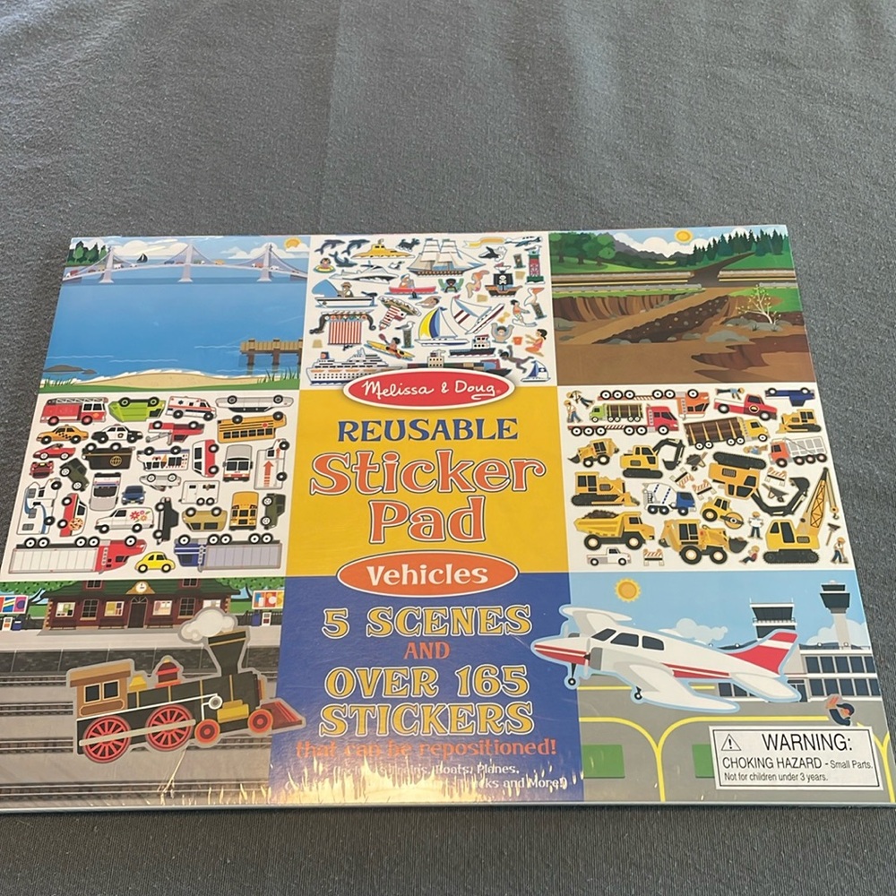 NEW Sealed Melissa & Doug Reusable Sticker Pad “Vehicles”